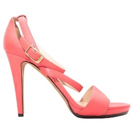 Pink Jimmy Choo Leather Ankle Strap Heeled Sandals Size 42 Pink