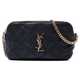 Borsa a tracolla Mini Becky Double Zip in pelle di agnello matelassé nera Saint Laurent Nero