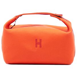 Orange Hermès Large Toile Bride A Brac Case Vanity Bag Orange
