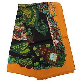 Lenço de seda Hermès Le Paradis du Roy Green 90 Scarves Verde