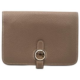 Brown Hermès Togo Dogon Compact Wallet Brown