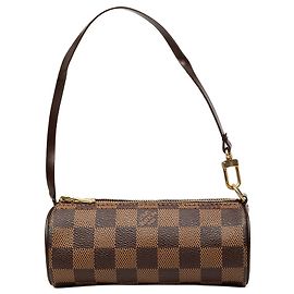 Bolsa de mão Louis Vuitton Damier Ebene Papillon Pochette Castanha Marrom