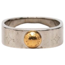 Silver Louis Vuitton Brass Nanogram Ring Silvery