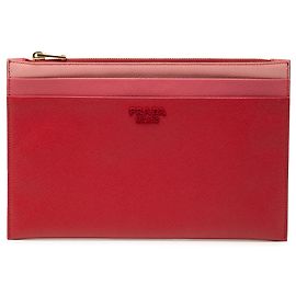 Red Prada Tricolor Saffiano Zippered Portfolio Clutch Red