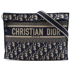 Blue Dior Oblique Canvas Flat Crossbody Blue