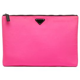 Clutch de Zíper Acolchoada Prada Tessuto Rosa Rosa
