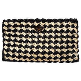 Pochette en crochet de raphia Prada noire Noir