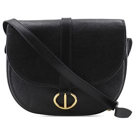 Bolsa crossbody de couro com aba Dior preta Preto