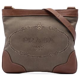 Borsa a tracolla Prada in tela Canapa logo beige Beige