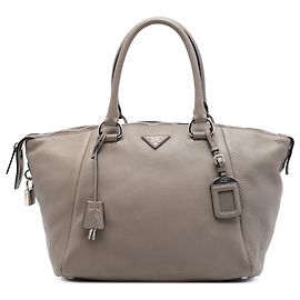 Brown Prada Vitello Daino Double Handle Bag Handbag Brown