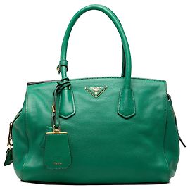 Sac Tote Prada Vitello Daino Vert Vert