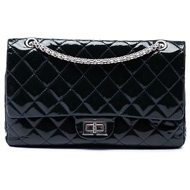 Bolso de hombro Chanel Reissue 2.55 Double Flap 227 de charol acolchado azul Azul