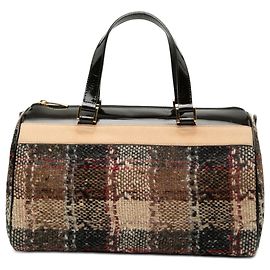 Bolsa Boston Burberry em lã xadrez marrom Marrom