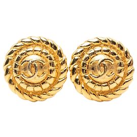 Boucles d'oreilles créoles Chanel CC plaquées or Doré