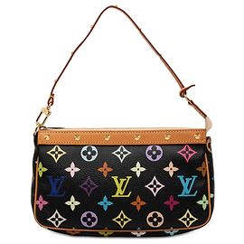 Bolsa de Ombro Louis Vuitton Monogram Multicolore Pochette Accessoires Preta Preto