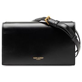 Bolsa crossbody Saint Laurent em couro de bezerro liso preto Preto
