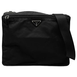 Borsa a tracolla Prada Tessuto nera con zip Nero