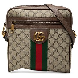 Bolsa Tiracolo Gucci Small GG Supreme Web Ophidia Bege Bege
