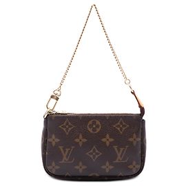 Bolsa de mão Louis Vuitton Monogram Mini Pochette Accessoires Castanha Marrom