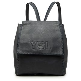 Blauer Saint Laurent Rucksack aus geprägtem Leder Blau