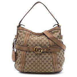 Beige Gucci Medium GG Canvas Running Satchel Beige