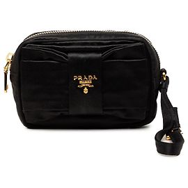 Pouch Prada Raso Fiocco con fiocco nera Nero