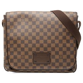 Borsa a tracolla Louis Vuitton Damier Ebene Brooklyn MM Marrone Marrone