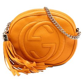 Bolsa Tiracolo Mini Soho em Pele de Bezerro Grão Orange Gucci Laranja