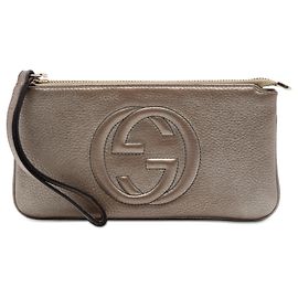 Bolsa de mão Soho Gucci em couro de bezerro metalizado marrom Marrom