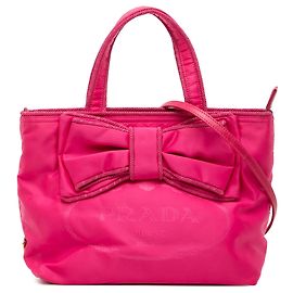 Borsa Prada Tessuto Canapa Logo Bow rosa Rosa