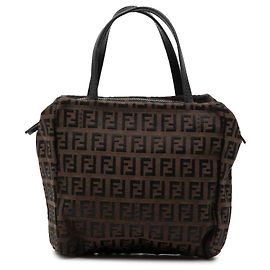 Brown Fendi Mini Zucchino Canvas Handbag Brown