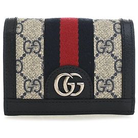 Cartera compacta Gucci GG Supreme Web Ophidia Beige Beige