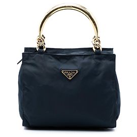 Bolsa Prada Tessuto azul com alça de metal Azul