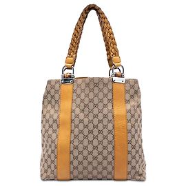 Tote Gucci Large GG Canvas Bamboo Libeccio Bege Bege