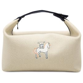 Sac Vanity Case Hermès Large Toile Bride A Brac Cabriole Beige Beige