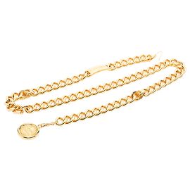 Gold Chanel CC Medallion Chain Link Belt Golden