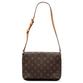 Borsa a tracolla Louis Vuitton Monogram Musette Tango marrone con tracolla corta Marrone