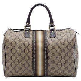 Bolsa Boston Gucci Medium GG Supreme Joy Web Bege Bege