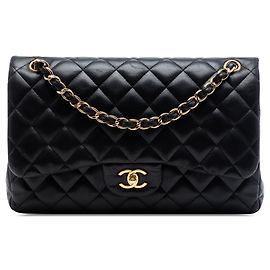 Borsa a tracolla Chanel Jumbo Classic Lambskin Double Flap nera Nero