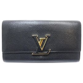 Black Louis Vuitton Taurillon Capucines Long Wallet Black