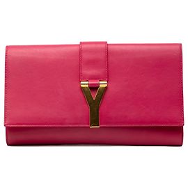 Clutch Chyc Ligne em couro rosa Saint Laurent Rosa