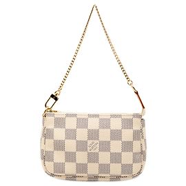White Louis Vuitton Damier Azur Mini Pochette Accessoires Handbag White