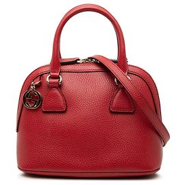 Sac à main Dome Mini GG Charm en cuir rouge Gucci Rouge