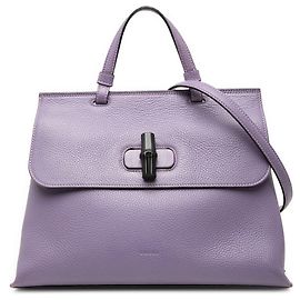Bolsa Satchel Daily Gucci Medium em couro roxo com bambu Roxo