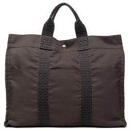 Borsa Tote Hermès Herline MM in tela marrone Marrone