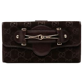 Brown Gucci GG Suede Pelham Continental Long Wallet Brown