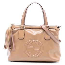 Bolso Soho Working Small de charol Tan Gucci Camello