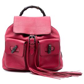 Pink Gucci Leather Bamboo Tassel Backpack Pink