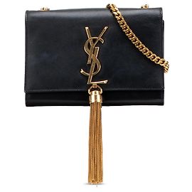 Borsa a tracolla Saint Laurent Kate Tassel Small in pelle monogramma nera Nero