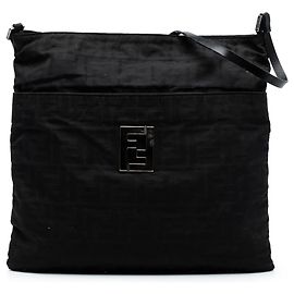 Black Fendi Zucca Canvas Shoulder Bag Black